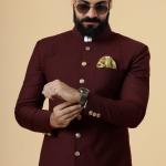 Classic Wine Achkan for Men | Elegant Ethnic Wear | Jaipurio